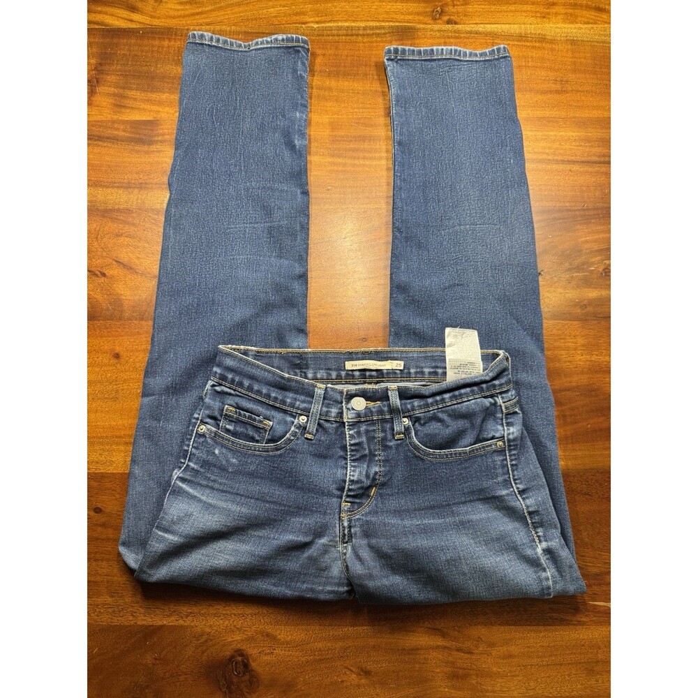 Levi's 314 Shaping Straight Jeans Womens Size 25 Blue Denim Stretch Mid Rise